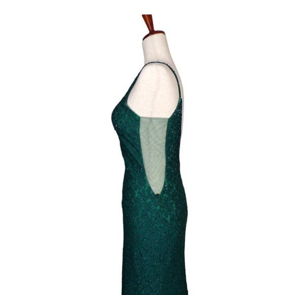 Jovani Formal Maxi Sequin Crystals Low Back Sheer Side Panels Lined Size 4 #1179 - Picture 5 of 9